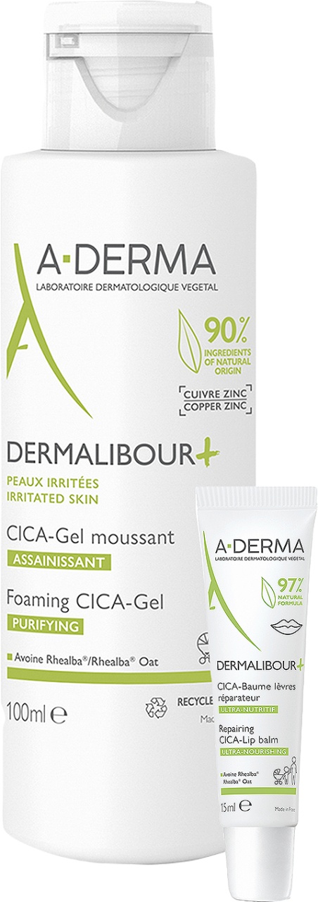 A-Derma Dermalibour+ Cica Balsam De Buze + Dermalibour+ Cica Gel Spumant