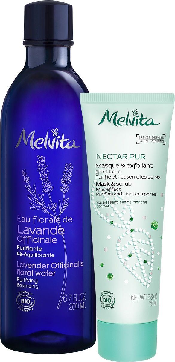 Melvita Apă Florală De Lavandă + Nectar Pur Mască Și Exfoliant Bio