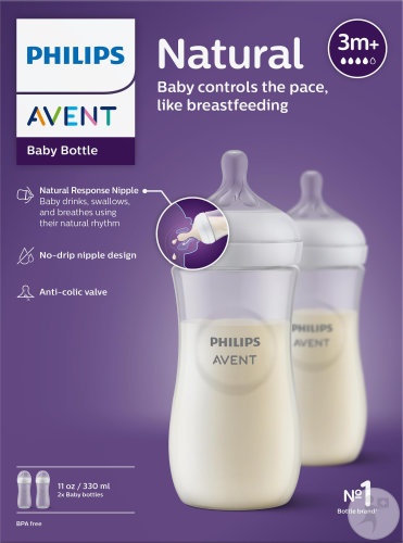 Philips Avent Natural Response Biberon 330ml +3 Luni Debit 4 2 Bucăți (SCY906/02)