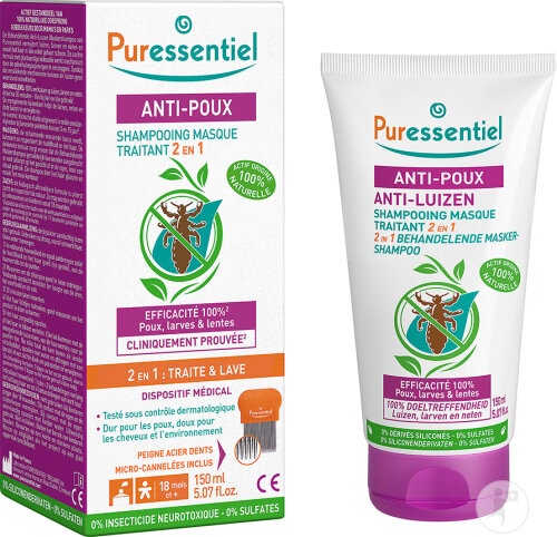 Puressentiel Anti‑Poux Șampon‑Mască 2in1 + Pieptene 150ml