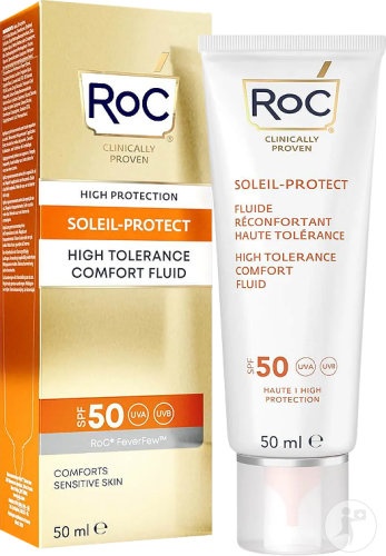 RoC Soleil Protect Fluid De Confort Cu Toleranță Ridicată SPF50 50ml