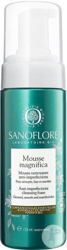 Sanoflore Mousse Magnifica Spumă De Curățare Purificatoare Ten Mixt Sau Gras Flacon-Pompiță 150ml