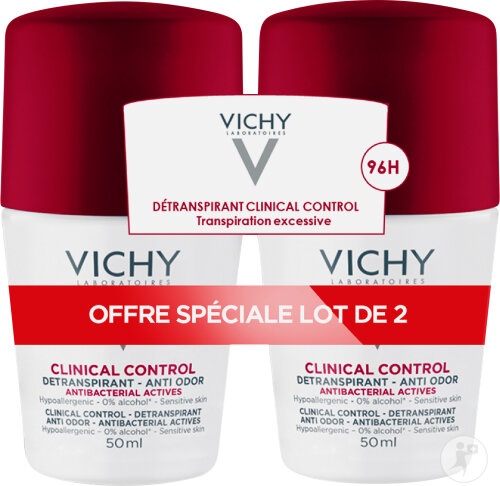 Vichy Clinical Control Deodorant 96h Anti-Miros Transpirație Excesivă Piele Sensibilă 2x50ml