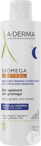 A-Derma Exomega Control Nuit Baie Calmatoare Anti-Mâncărime Piele Uscată/Eczemă Atopică 200ml