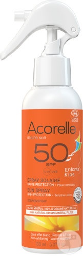 Acorelle Nature Sun Spray Solar SPF50 Pentru Piele Sensibilă Copii Sticlă Cu Pompă 150ml