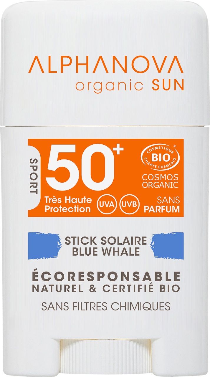 Alphanova Sun Stick Solar Blue Whale SPF50+ Fața Bio 12g