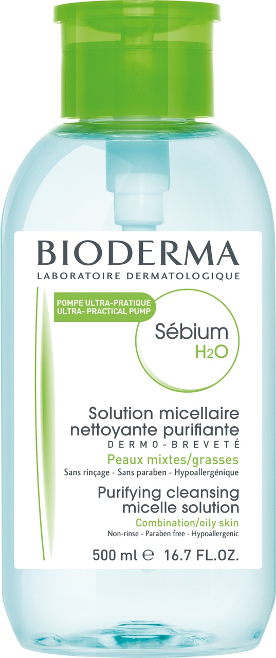 Bioderma Sébium H2O Apă Micelară Demachiantă Curățare Ten Mixt/Gras Pompă Inversată 500ml