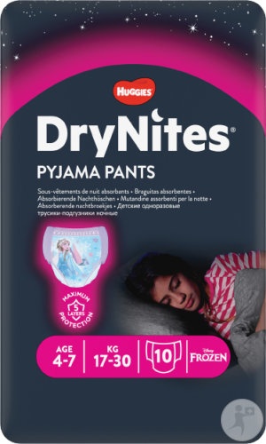 Huggies Drynites Chiloți-Scutece Absorbanți Mărimea M Fete 4-7 Ani Noapte 10 Bucăți