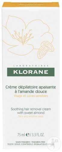 Klorane Cremă Depilatoare Cu Migdale Dulci Pentru Față Și Zone Sensibile 75ml