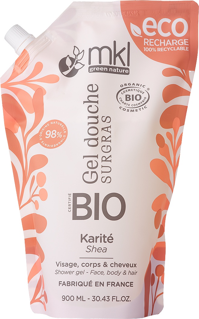 MKL Green Nature Gel De Duș Surgras Cu Unt De Shea Bio Eco Pentru Față/Corp/Păr Rezerva 900ml