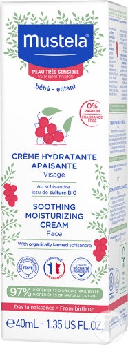 Mustela Bébé-Enfant Cremă Hidratantă Calmanta Pentru Față Piele Foarte Sensibilă Tub 40ml