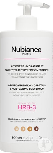 Nubiance HRB-3 Lapte De Corp Hidratant și Corector Hipergpigmentare Flacon Pompa 500ml