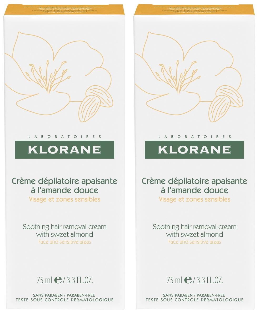 Klorane Cremă Depilatoare Calmant[ Cu Migdale Dulci Față Și Zone Sensibile 2x75ml
