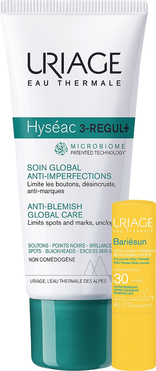 Uriage Hyséac 3-Régul+ Cremă Anti-Imperfecțiuni + Bariésun Balsam De Buze