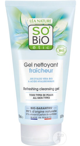 So'Bio Étic Aloe Vera Gel De Curățare Răcoritor Pentru Toate Tipurile De Ten Bio 150ml