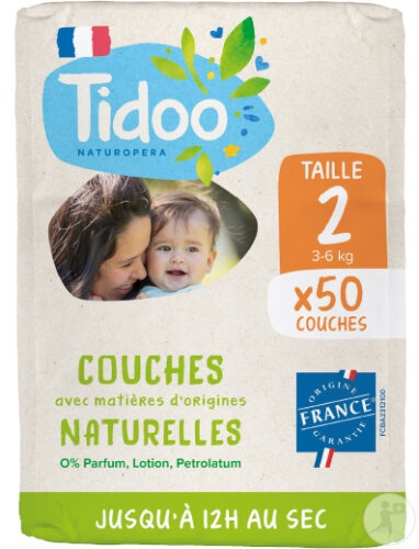 Tidoo Scutece Ecologic Mărimea 2 Bebeluși 3-6kg Fabricat Franța 50 Bucăți