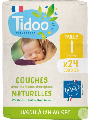 Tidoo Scutece Ecologice Mărimea 1 Copii 2-5kg Fabricat Franța 26 Bucăți