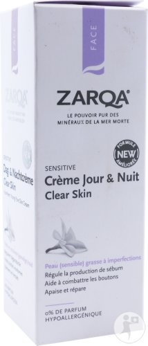 Zarqa Sensitive Cremă De Zi Și Noapte Clear Skin Pentru Piele Sensibilă Grasă Cu Imperfecțiuni 75ml