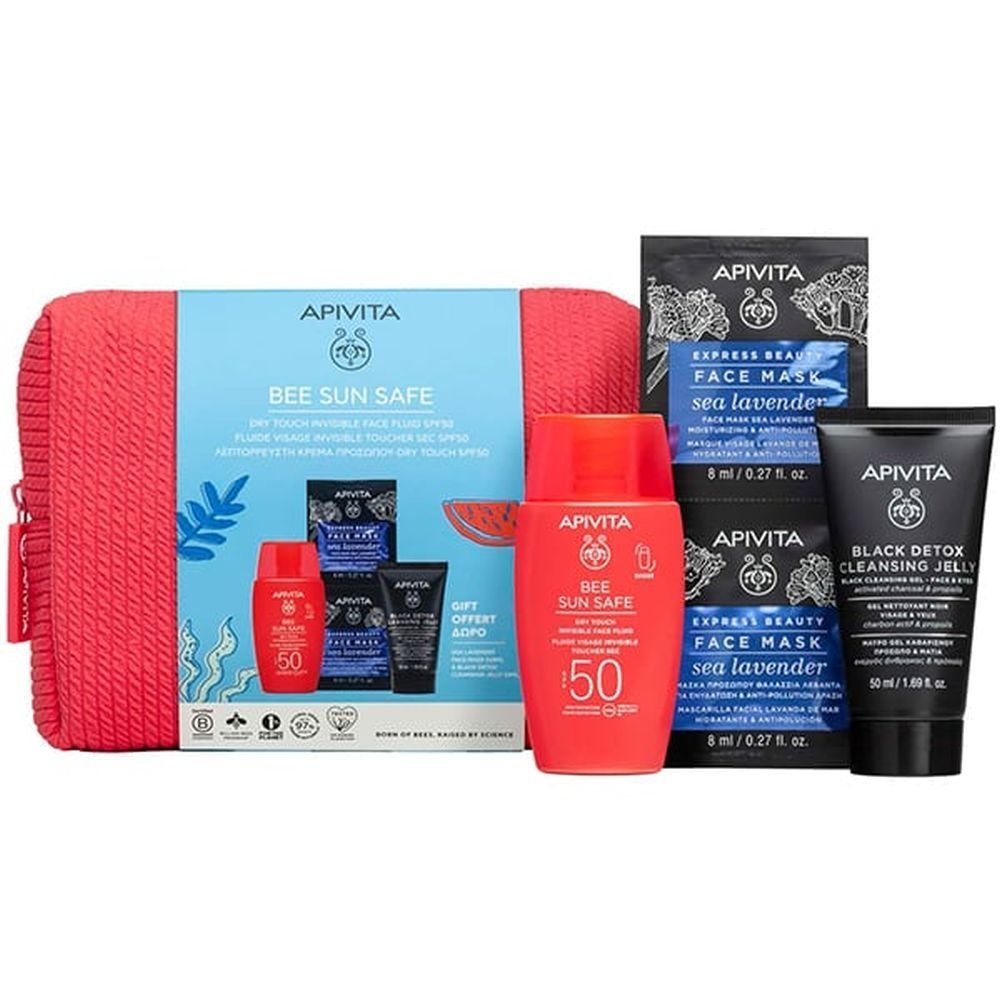 Apivita Set Îngrijire Solară Bee Sun Safe Dry Touch Fluid Invizibil Pentru Față SPF50 4 Produse