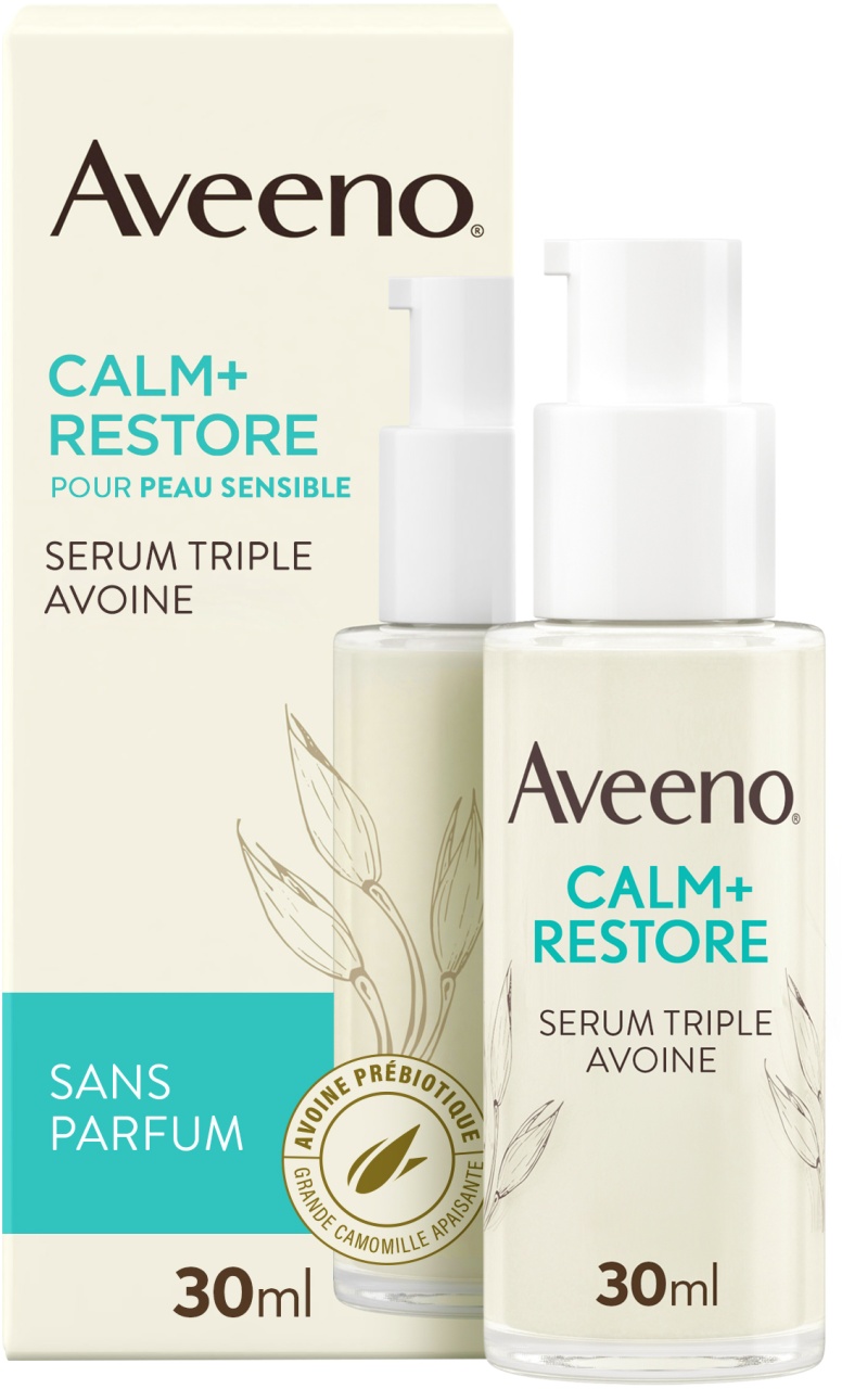 Aveeno Calm+ Restore Ser Cu Triplu Extract De Ovăz Fără Parfum Pentru Piele Sensibilă 30ml