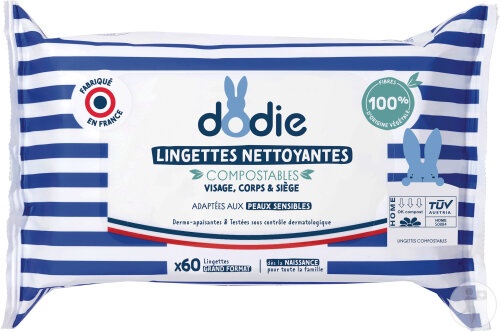 Dodie Șervețele De Curățare Compostabile 3-în-1 Pentru Piele Sensibilă 60buc