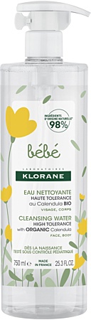 Klorane Apă De Curățare Fără Clătire Pentru Bebeluși Cu Gălbenele Organice 750ml