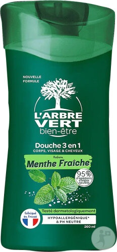 L'Arbre Vert 3in1 Corp & Păr Pentru Bărbați Cu Menta Proaspătă 260ml