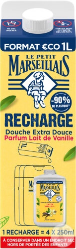 Le Petit Marseillais Rezervă Ecologică Gel De Duș Cremă Extra-Delicat Cu Lapte De Vanilie 1l