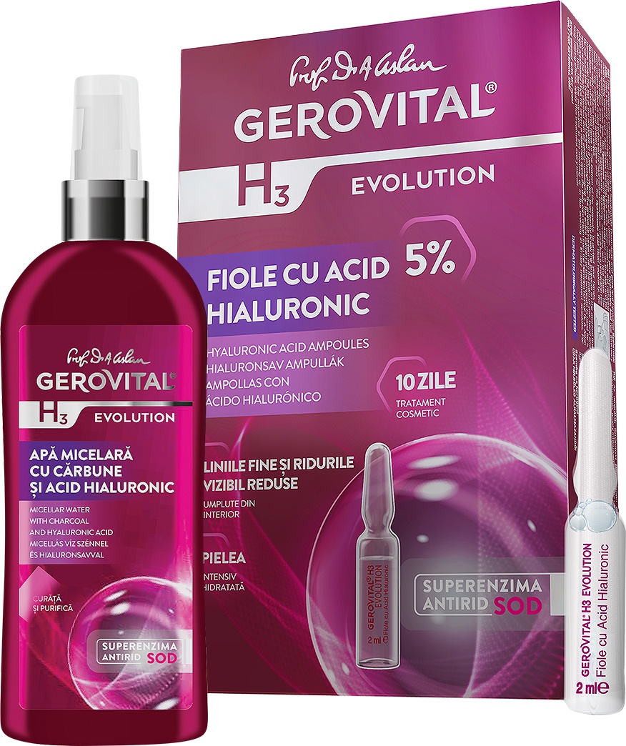 Gerovital H3 Evolution Apă Micelară + Fiole Cu Acid Hialuronic