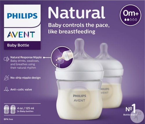 Philips Avent Natural Response Biberon 125ml +0 Luni Debit Nou-Născut 2 Bucăți (SCY900/02)