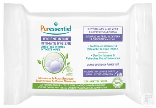 Puressentiel Șervețele De Igienă Intimă Pentru Piele Sensibilă Bio 25buc