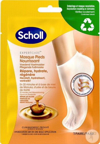 Scholl Expert Care Mască Pentru Picioare Cu Miere Manuka 1 Pereche