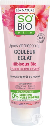So'Bio Étic Balsam Păr Colorat Hibiscus Bio Pentru Păr Vopsit Sau Șuvițat 200ml