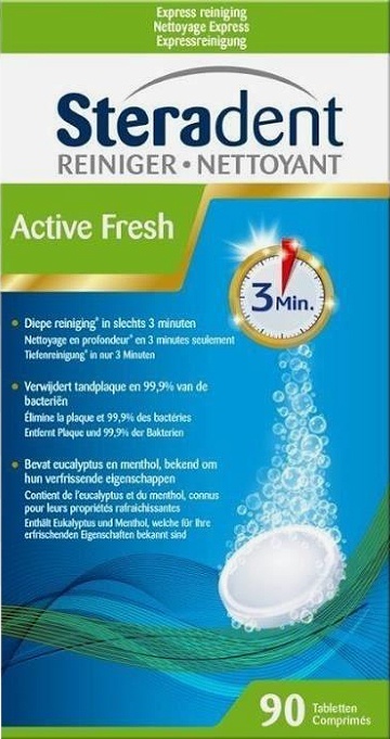 Steradent Active Fresh Express Curățare În 3 Minute 90 Tablete
