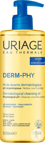 Uriage Derm-Phy Ulei De Curățare Față Și Corp Toate Tipurile De Piele Flacon Pompă 500ml
