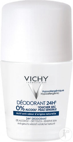 Vichy Deodorant 24h Fără Alcool Uscare Rapidă Pentru Piele Sensibilă Roll-On 50ml