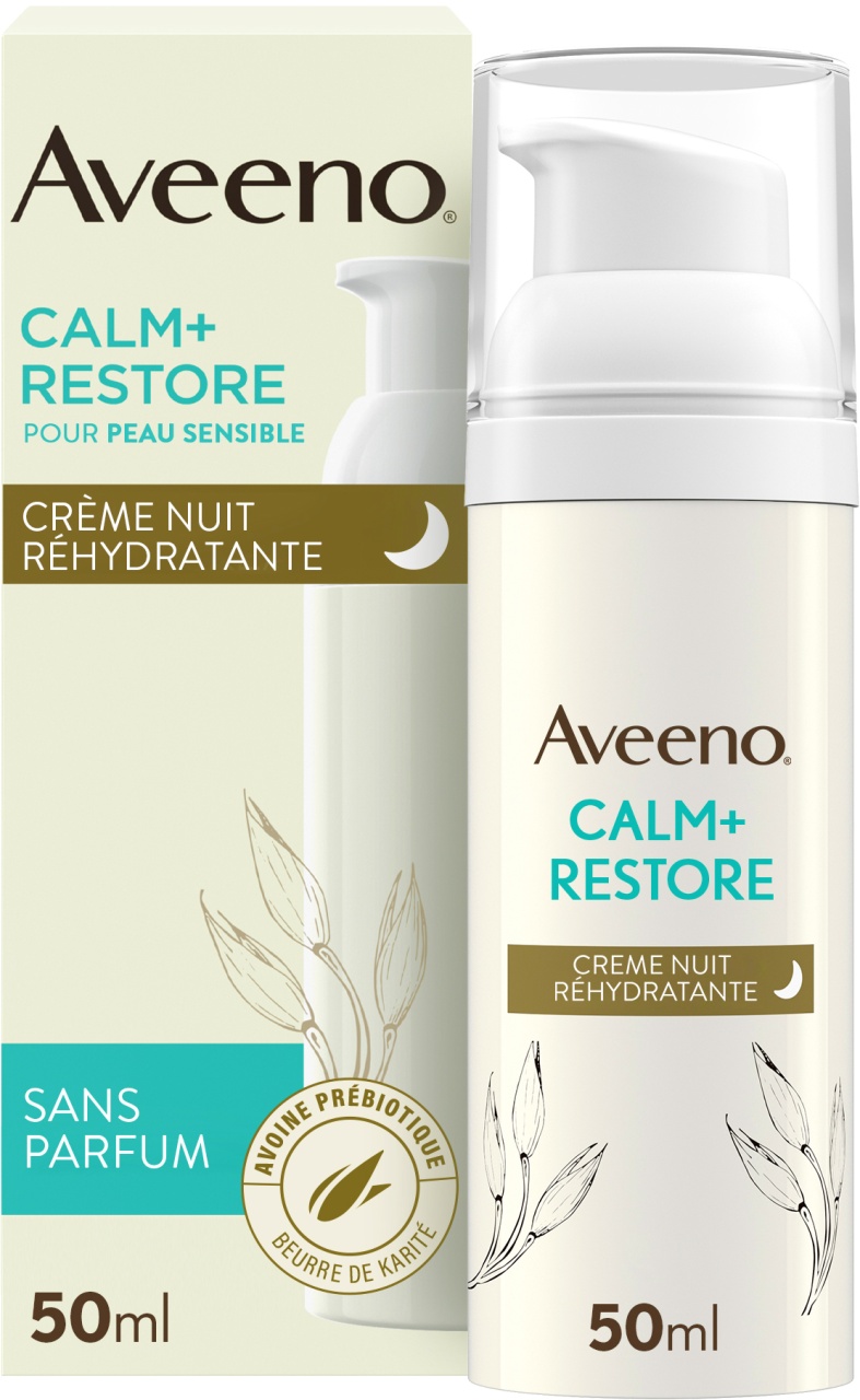 Aveeno Calm+ Restore Cremă De Noapte Rehidratantă Fără Parfum Pentru Piele Sensibilă 50ml