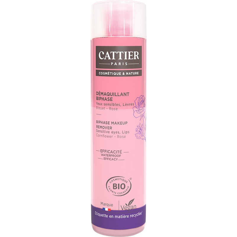 Cattier Demachiant Bifazic Simfonie Vegetală Pentru Ochi Sensibili Și Buze Bio Flacon 150ml