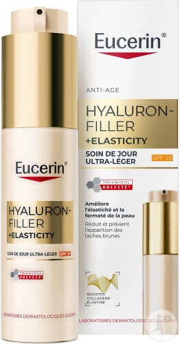 Eucerin Hyaluron-Filler + Elasticity Soin De Zi Ultra Light SPF50 Față Flacon Pompă 50ml