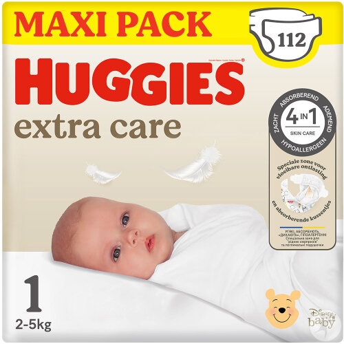 Huggies Extra Care Scutece Newborn Mărimea 1 112 Bucăți