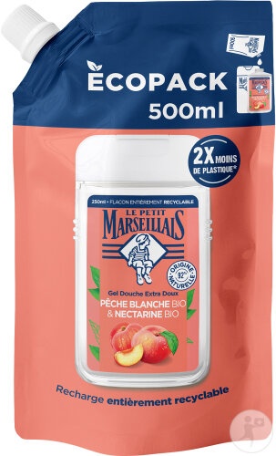 Le Petit Marseillais Reumplere Gel De Duș Extra Delicat Piersică Albă Și Nectarine Bio 500ml