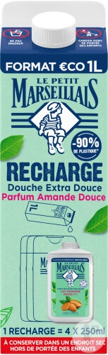 Le Petit Marseillais Rezervă Ecologică Gel De Duș Cremă Extra-Delicat Cu Lapte De Migdale Dulci 1l