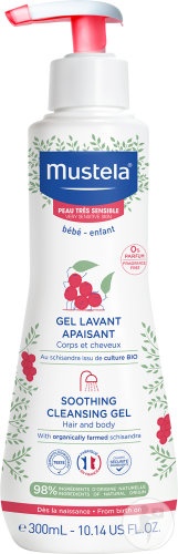 Mustela Bébé-Enfant Gel De Curățare Calmanta Pentru Corp Și Păr Piele Foarte Sensibilă Flacon Cu Pompa 300ml