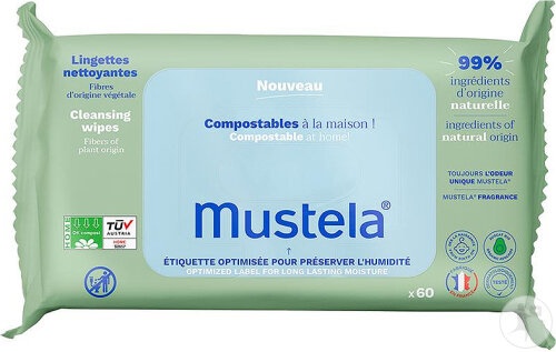 Mustela Șervețele De Curățare Compostabile Cu Parfum 60buc