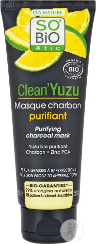 So'Bio Étic Clean'Yuzu Masca De Carbune Purifiantă Pentru Piele Grasă Bio 75ml