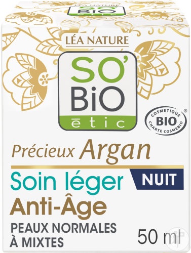 So’Bio Étic Precious Argan Cremă Lejeră De Noapte Anti-Îmbătrânire Bio 50ml