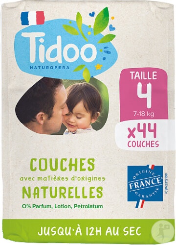 Tidoo Scutece Ecologice Mărimea 4 Copii 7-18kg Fabricat Franța 44 Bucăți