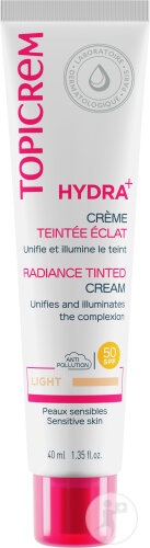 Topicrem Hydra+ Cremă Nuanțatoare Pentru Strălucire Cu SPF50 Piele Sensibilă Nuanță Light Tub 40ml
