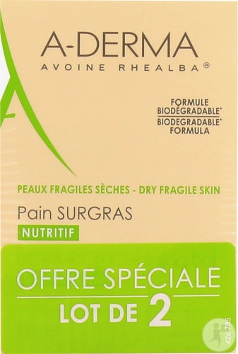 A-Derma Săpun Dermatologic Surgras Nutritiv Pentru Piele Fragilă Și Uscată 2x100g