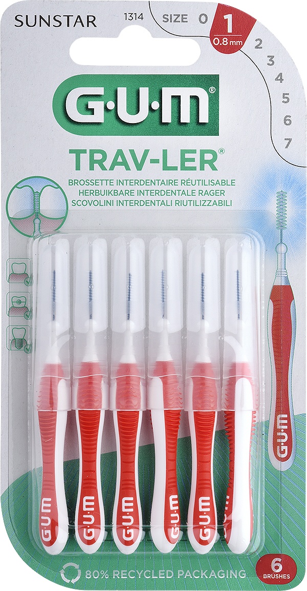 Periute interdentare Trav-Ler, 0.8 mm, 6 bucati, Sunstar Gum - imagine 3